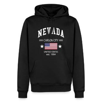 Nevada - Männer Premium Bio Hoodie - Schwarz - Vorne - Nico (187cm)