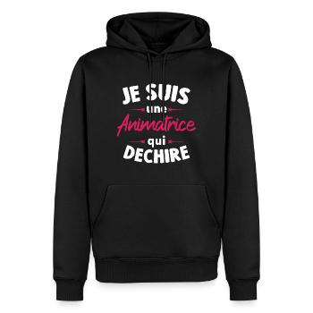 Je suis une Animatrice qui déchire - Sweat à capuche Premium bio Homme - noir - Devant - Nico (187cm)