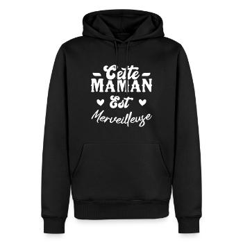 Cette maman est merveilleuse - Sweat à capuche Premium bio Homme - noir - Devant - Nico (187cm)