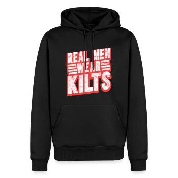 Real Men Wear Kilts- Schottenroch Herrenrock - Männer Premium Bio Hoodie - Schwarz - Vorne - Nico (187cm)