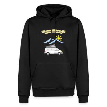 motorhome is calling - Männer Premium Bio Hoodie - Schwarz - Vorne - Nico (187cm)