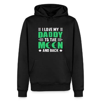J’aime (coeur) PAPA à la lune et retour - Sweat à capuche Premium bio Homme - noir - Devant - Nico (187cm)