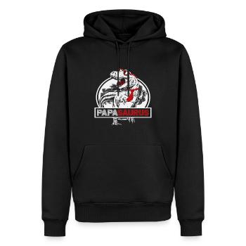 Papasaurus Vatertag Dinosaurier T-Rex Geschenkidee - Männer Premium Bio Hoodie - Schwarz - Vorne - Nico (187cm)