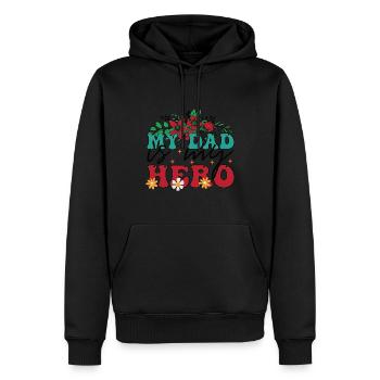 Mein Vater ist mein Held - Männer Premium Bio Hoodie - Schwarz - Vorne - Nico (187cm)