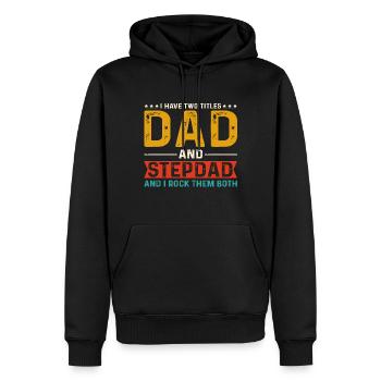Stiefvater Papa - Männer Premium Bio Hoodie - Schwarz - Vorne - Nico (187cm)