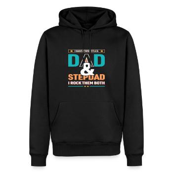 Stiefvater Papa - Männer Premium Bio Hoodie - Schwarz - Vorne - Nico (187cm)