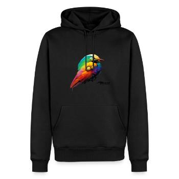 Oiseau robot arc-en-ciel paresseux réaliste - Sweat à capuche Premium bio Homme - noir - Devant - Nico (187cm)