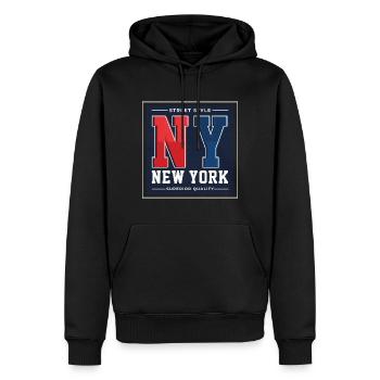New York - Sweat à capuche Premium bio Homme - noir - Devant - Nico (187cm)