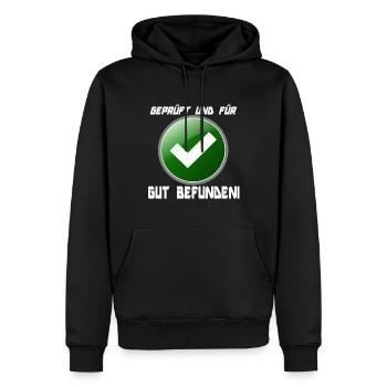 Trouvé BON ! - Sweat à capuche Premium bio Homme - noir - Devant - Nico (187cm)