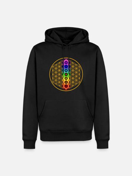 Fleur de vie avec 7 chakras - Sweat à capuche Premium bio Homme - noir