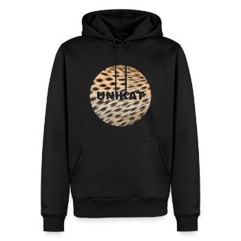 UNIKAT - Männer Premium Bio Hoodie - Schwarz - Vorne - Nico (187cm)