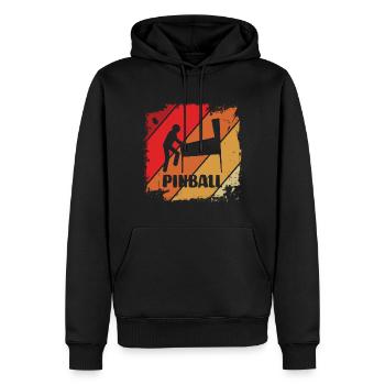 Flipperspieler am Flipperautomat Pinball Retro - Männer Premium Bio Hoodie - Schwarz - Vorne - Nico (187cm)