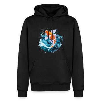La carpe koï en action - Sweat à capuche Premium bio Homme - noir - Devant - Nico (187cm)
