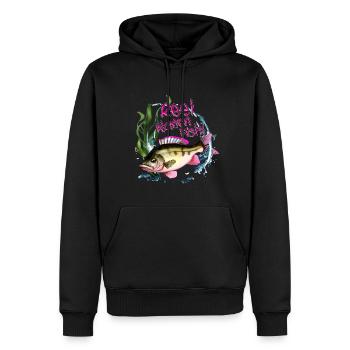 Pêcheurs aventureux - World of Fish Woman! - Sweat à capuche Premium bio Homme - noir - Devant - Nico (187cm)