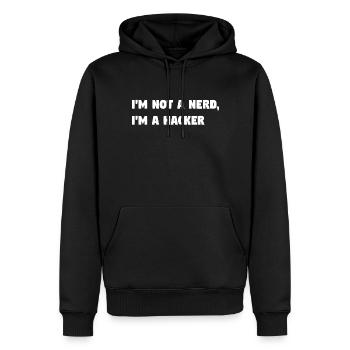 Im Not a Nerd, I'm a Hacker! #TechLife - Männer Premium Bio Hoodie - Schwarz - Vorne - Nico (187cm)