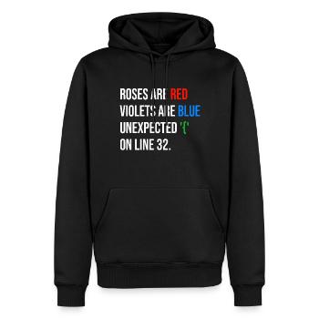 Roses are red, violets are blue unexpected '{' - Männer Premium Bio Hoodie - Schwarz - Vorne - Nico (187cm)