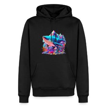 Geometrische Fauna, Wal, Geo wild - Männer Premium Bio Hoodie - Schwarz - Vorne - Nico (187cm)
