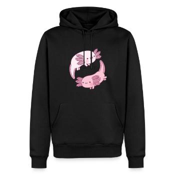 Mignon Axolotls Yin Yang - Sweat à capuche Premium bio Homme - noir - Devant - Nico (187cm)