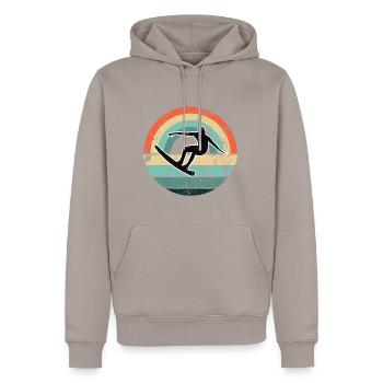 SURFER LAC PLAGE CÔTE VACANCES SURF SURF MOTIFS - Sweat à capuche Premium bio Homme - taupe - Devant - Nico (187cm)