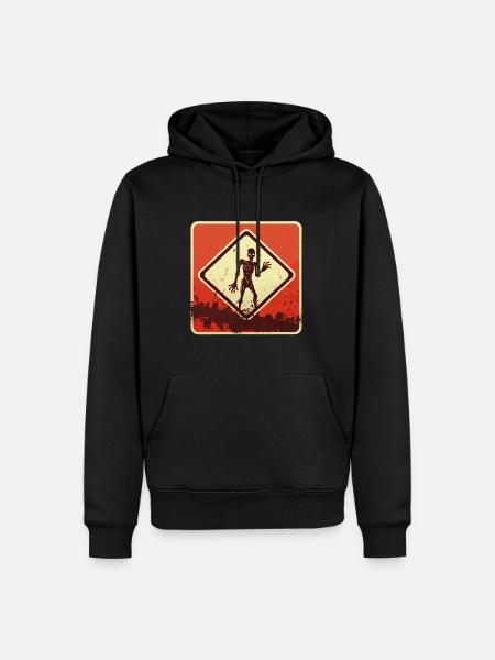Halloween Zombieschild - Männer Premium Bio Hoodie - Schwarz