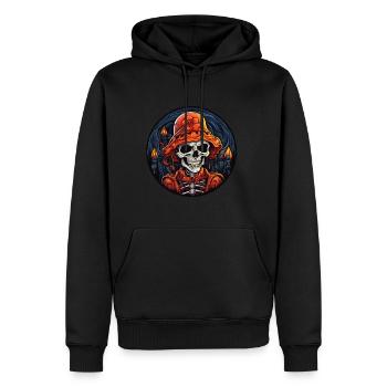 Halloween Totenkopf - Männer Premium Bio Hoodie - Schwarz - Vorne - Nico (187cm)