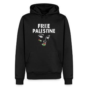 Free palestine - Sweat à capuche Premium bio Homme - noir - Devant - Nico (187cm)