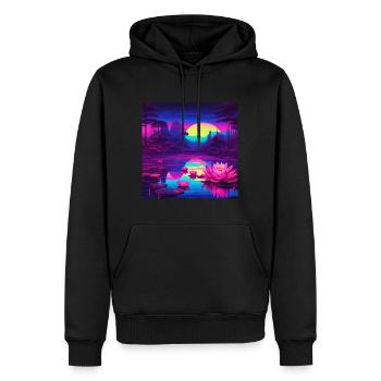 nénuphars sur le lac - Sweat à capuche Premium bio Homme - noir - Devant - Nico (187cm)
