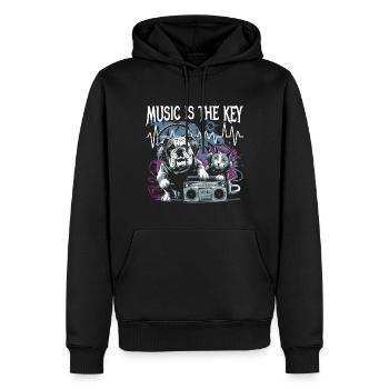 music is the key Hund und Katze Tierliebe - Männer Premium Bio Hoodie - Schwarz - Vorne - Nico (187cm)