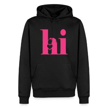 Mot salut avec cœur - Sweat à capuche Premium bio Homme - noir - Devant - Nico (187cm)