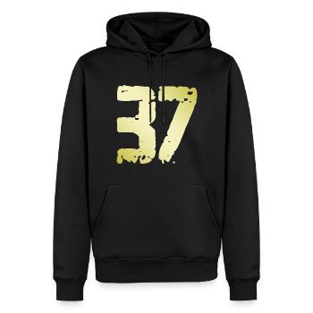 37 Nombre Vintage - Sweat à capuche Premium bio Homme - noir - Devant - Nico (187cm)