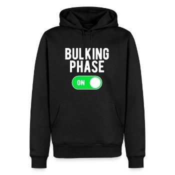 Phase de gonflement ON Gym Entraînement de musculation de poids - Sweat à capuche Premium bio Homme - noir - Devant - Nico (187cm)
