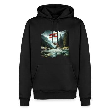 AUSTRIA Home of Fishing Trout - Männer Premium Bio Hoodie - Schwarz - Vorne - Nico (187cm)