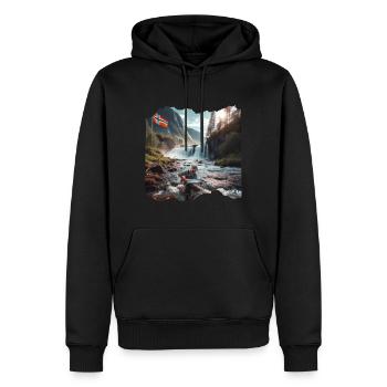 NORVÈGE : berceau de la pêche Salomon - Sweat à capuche Premium bio Homme - noir - Devant - Nico (187cm)