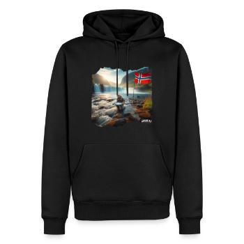 NORVÈGE : berceau de la pêche Salomon - Sweat à capuche Premium bio Homme - noir - Devant - Nico (187cm)