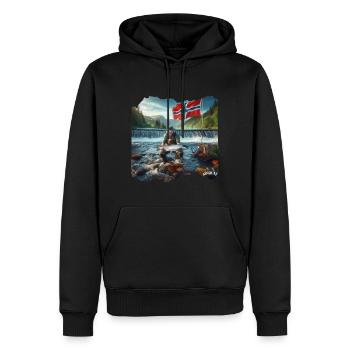 NORVÈGE : berceau de la pêche Salomon - Sweat à capuche Premium bio Homme - noir - Devant - Nico (187cm)
