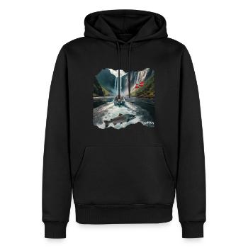 NORVÈGE : berceau de la pêche Salomon - Sweat à capuche Premium bio Homme - noir - Devant - Nico (187cm)