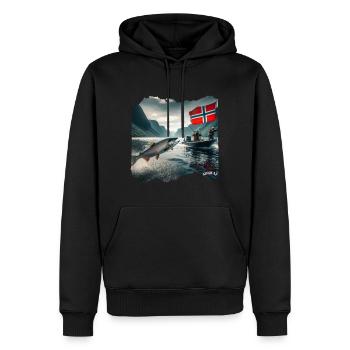 NORVÈGE : berceau de la pêche Salomon - Sweat à capuche Premium bio Homme - noir - Devant - Nico (187cm)
