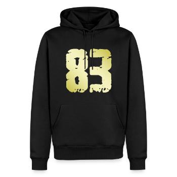 83 Nombre Vintage - Sweat à capuche Premium bio Homme - noir - Devant - Nico (187cm)
