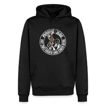 Mountainbike Liebe hat zwei Räder und einen Berg - Männer Premium Bio Hoodie - Schwarz - Vorne - Nico (187cm)