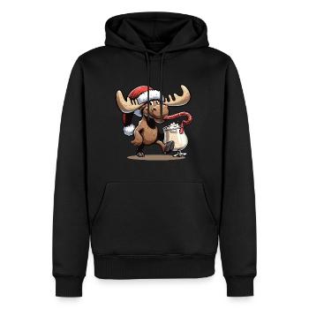 Elch Rudolph Weihnachtselch trinkt Eierlikör - Männer Premium Bio Hoodie - Schwarz - Vorne - Nico (187cm)