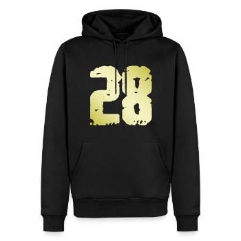 28 Nombre Vintage - Sweat à capuche Premium bio Homme - noir - Devant - Nico (187cm)