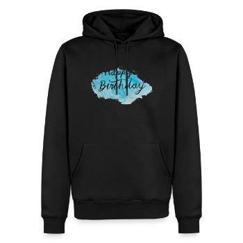 Aquarell - Happy Birthday / blau - Männer Premium Bio Hoodie - Schwarz - Vorne - Nico (187cm)
