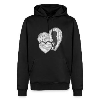 Perroquet avec coeur Ara d’amour animal - Sweat à capuche Premium bio Homme - noir - Devant - Nico (187cm)