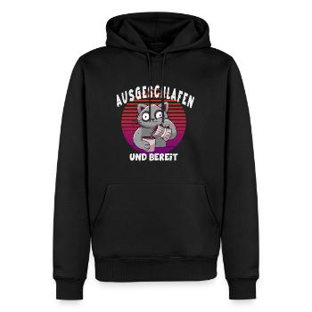 Katze Kaffee Morgenmuffel Aufstehen - Männer Premium Bio Hoodie - Schwarz - Vorne - Nico (187cm)