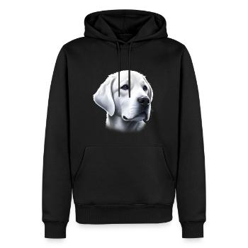Labrador Retriever blanc yeux bleus - Sweat à capuche Premium bio Homme - noir - Devant - Nico (187cm)