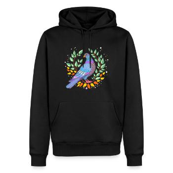 Taube - Männer Premium Bio Hoodie - Schwarz - Vorne - Nico (187cm)