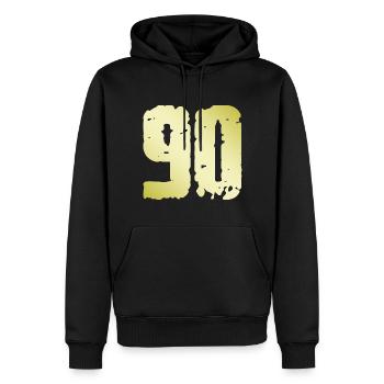 90 Nombre Vintage - Sweat à capuche Premium bio Homme - noir - Devant - Nico (187cm)