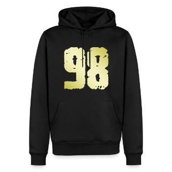 98 Nombre Vintage - Sweat à capuche Premium bio Homme - noir - Devant - Nico (187cm)