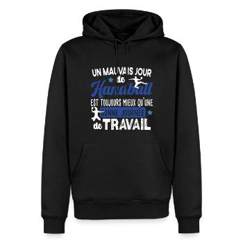 Handball Handballeur Handballeuse Cadeau Sport - Sweat à capuche Premium bio Homme - noir - Devant - Nico (187cm)