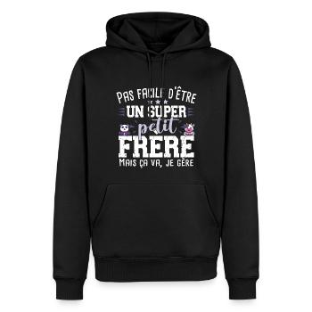 Petit Frère Panda Vache Cadeau Bébé Garçon Famille - Sweat à capuche Premium bio Homme - noir - Devant - Nico (187cm)